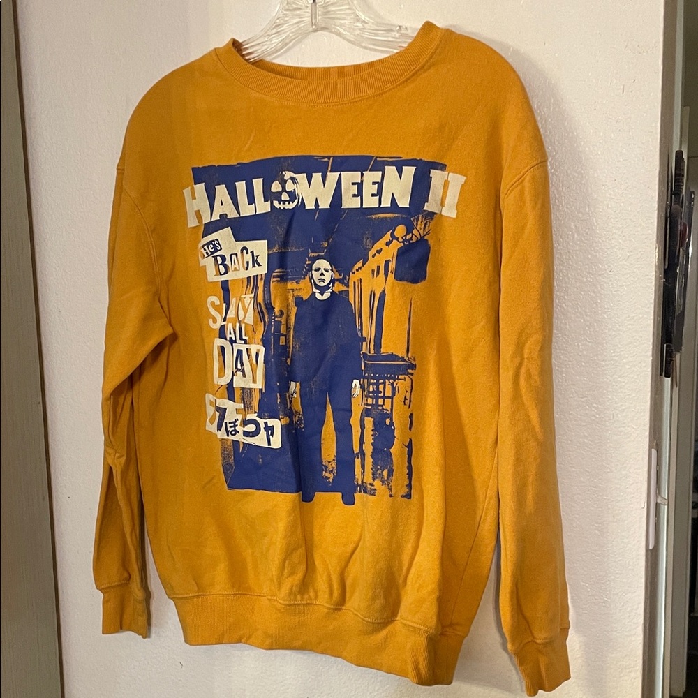 Halloween II Graphic Men's Crewneck Sweater - Mustard
